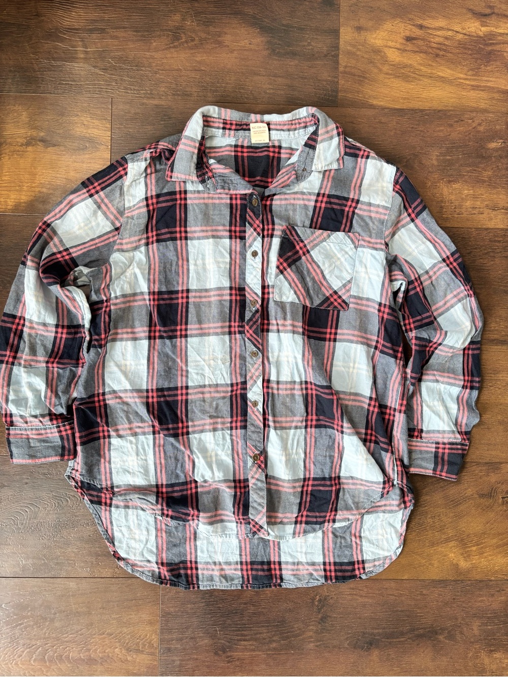 Faded Glory Plaid Cotton Button-Up Shirt XL 16–18